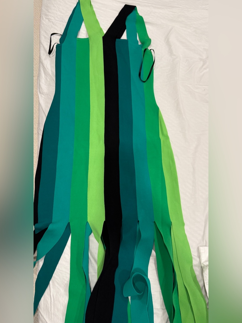 Striped Green Fringe dress - Picture 7 of 11